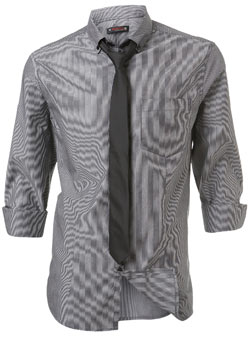 Burton Black Finestripe Shirt and Tie