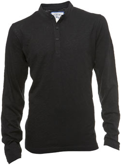 Burton Black Grandad Neck Long Sleeve T-Shirt