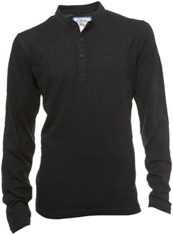 Black Grandad Neck Long Sleeve T-Shirt