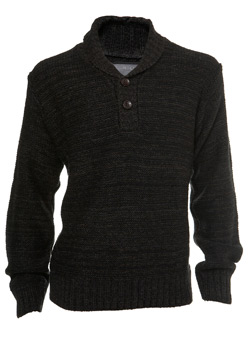 Burton Black Knitted Shawl-Neck Jumper