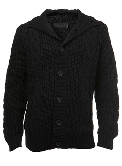 Burton Black Label Black Wool Cable Knitted Cardigan
