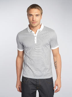 Burton Black Label Grey Fine Stripe Polo Shirt