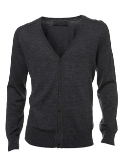 Black Label Grey Merino Wool Knitted Cardigan