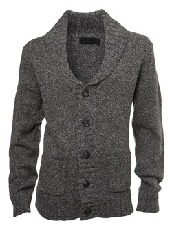 Black Label Grey Shawl Neck Knitted Cardigan