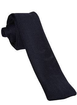 Black Label Navy Blue Knitted Slim Tie