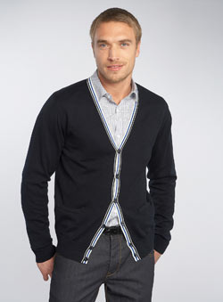 Black Label Navy Egyptian Cotton Cardigan