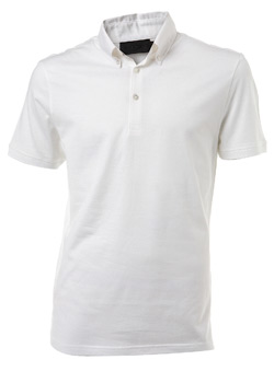 Black Label White Button Down Polo Shirt