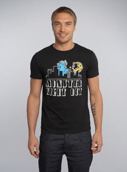Black `ookie Monster`Printed T-Shirt