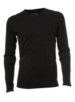 Burton Black Ribbed V-Neck Long Sleeve T-Shirt
