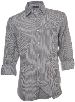 Burton Black Roll Sleeve Stripe Fitted Shirt