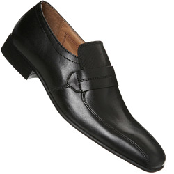 Black Slip On Saddle Trim Loafer Smart Shoes