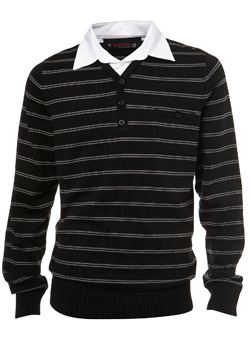 Burton Black Stripe Jersey Insert Y-Neck Jumper