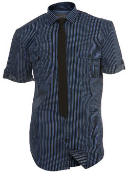 Burton Black Stripe Shirt and Tie Set Fitted Shirt