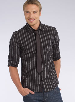 Black Stripe Shirt and Tie Set