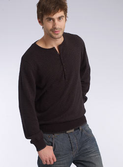 Burton Black Striped Grandad Neck Jumper