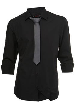 Black Tailored Shirt and Tie Set