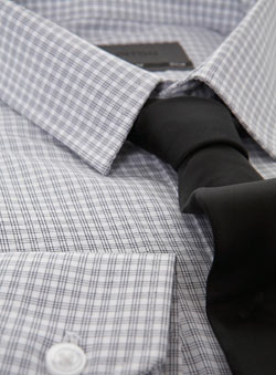 Black Triple Checked Shirt with Tie