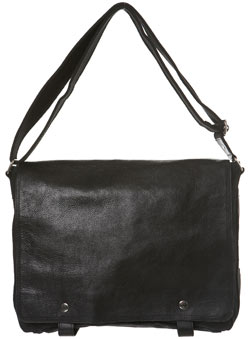 Black Washed Organiser Bag With Leather Front Panel