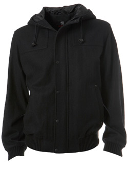 Burton Black Wool Hoody Bomber Jacket