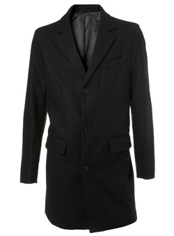 Burton Black Wool Overcoat