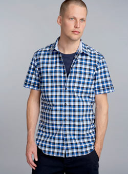Blue and Black Check Fitted Shirt