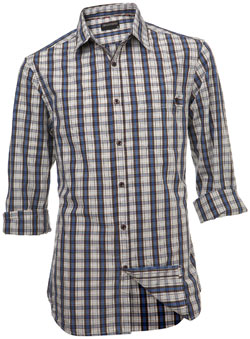 Burton Blue Check Roll Sleeve Fitted Shirt