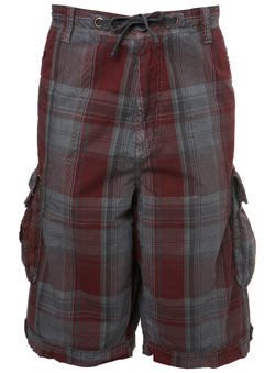 Blue Dyed Check Cargo Shorts