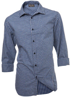 Blue/Grey Roll Sleeve Minicheck Shirt