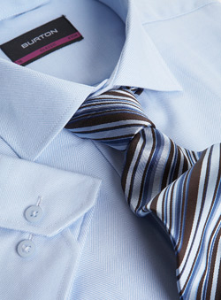 Blue Herringbone Shirt And Tie