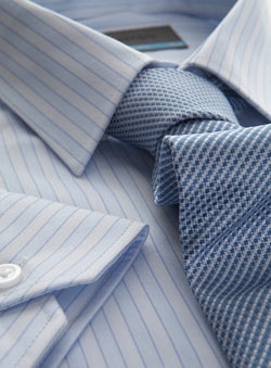Burton Blue Herringbone Striped Shirt With Tie