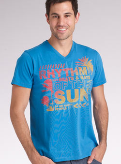 Burton Blue `hythm Of The Sun`Printed T-Shirt