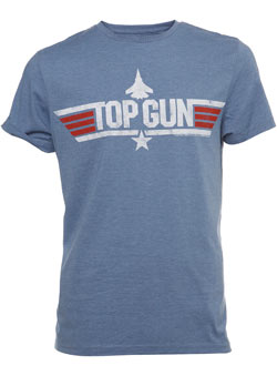 Blue Marl `op Gun`Printed T-Shirt