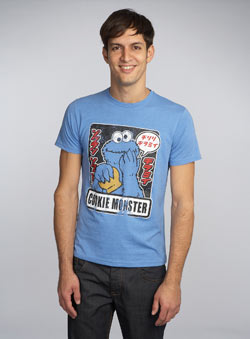 Blue `ookie Monster`Printed T-Shirt