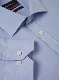Burton Blue Plain Pure Cotton Shirt