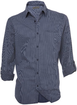 Burton Blue Roll Sleeve Stripe Fitted Shirt