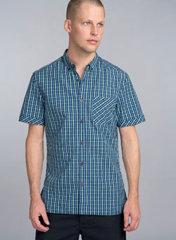 Burton Blue Short Sleeve Check Fitted Shirt
