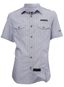 Burton Blue Stripe Printed Short Sleeve Casual Shirt