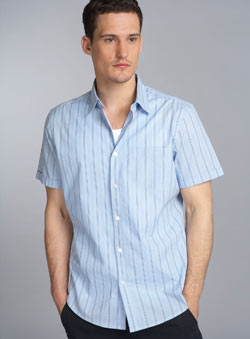 Burton Blue Stripe Short Sleeve Fitted Shirt