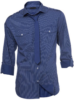 Burton Blue Stripe Slim Fit Shirt and Tie set