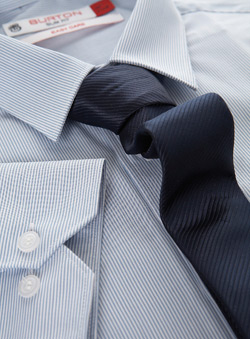 Burton Blue Stripe Slim Shirt And Tie