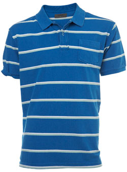 Blue Striped Pique Polo Shirt