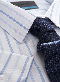 Burton Blue Striped Tailored Shirt With Tie