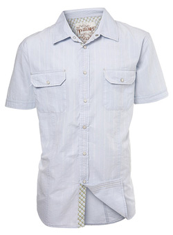 Blue Textured Short Sleeve Casual Shirt
