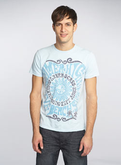 Blue `ummer High`Printed T-Shirt