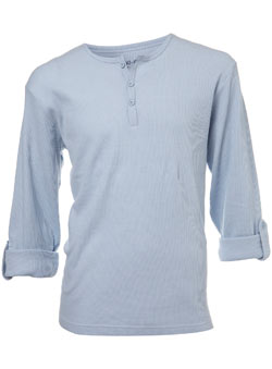 Blue Waffle Grandad Neck Long Sleeve T-Shirt