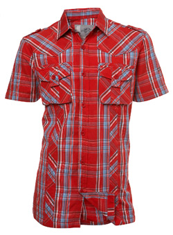 Burton Bright Red Check Short Sleeve Casual Shirt