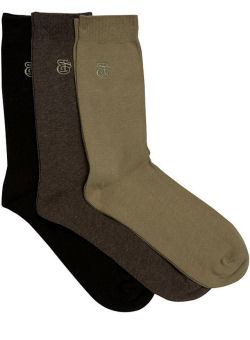 Brown 3 Pack Plain Socks