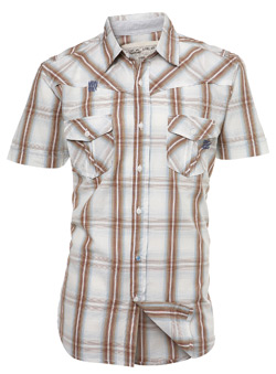 Burton Brown and Natural Check Short Sleeve Casual Shirt