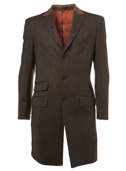Burton Brown Ben Sherman Herringbone Overcoat