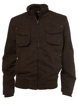 Brown Cotton Zip Jacket